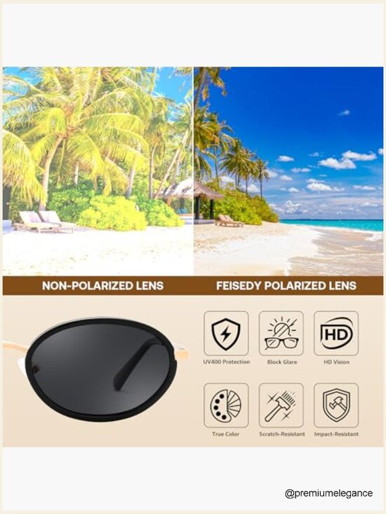 Polarized Oval Metal UV400 Protection Sunglasses Retro Vintage TR90 Shades main image 6
